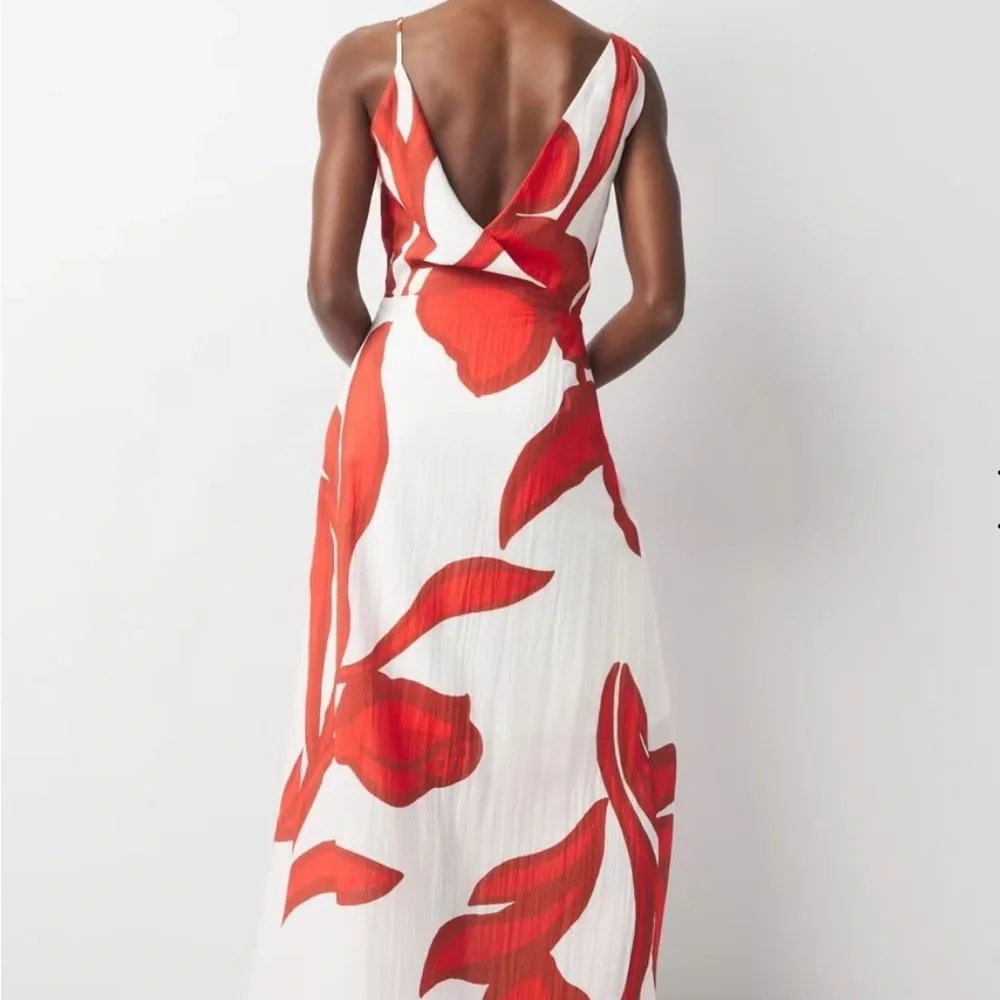 White House Black Market Asymmetrical Red and White Dress - Picture 2 of 6